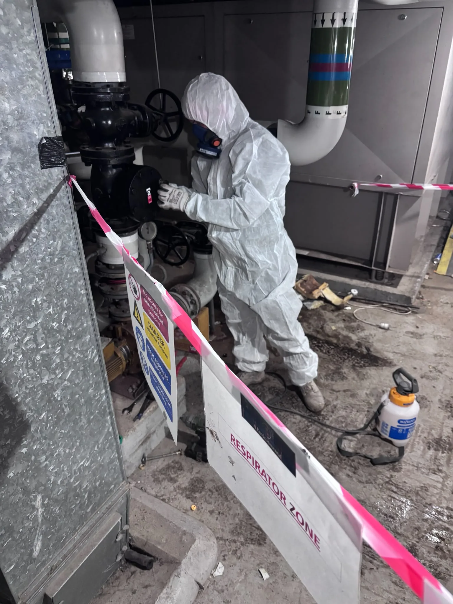Asbestos artex removal from concrete soffit in Nine Elms